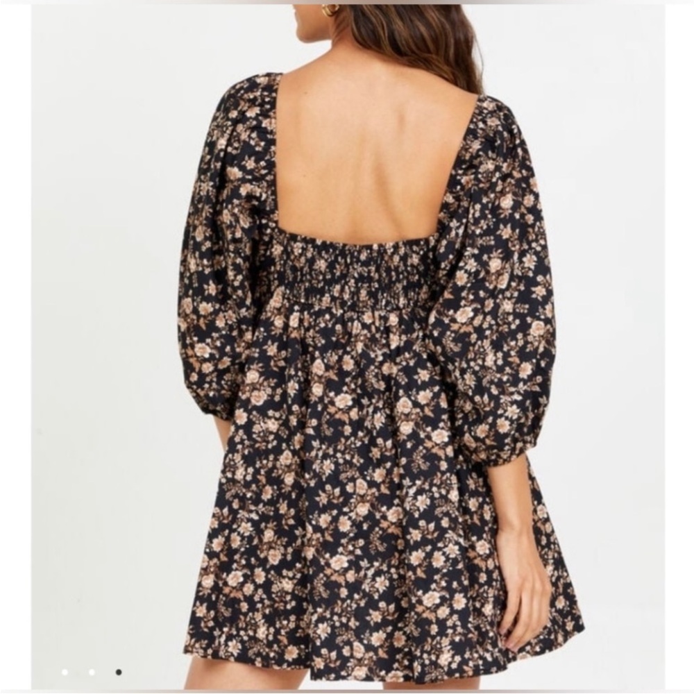 Altar'd State Black Floral Long Sleeve Dress - Picture 2 of 4